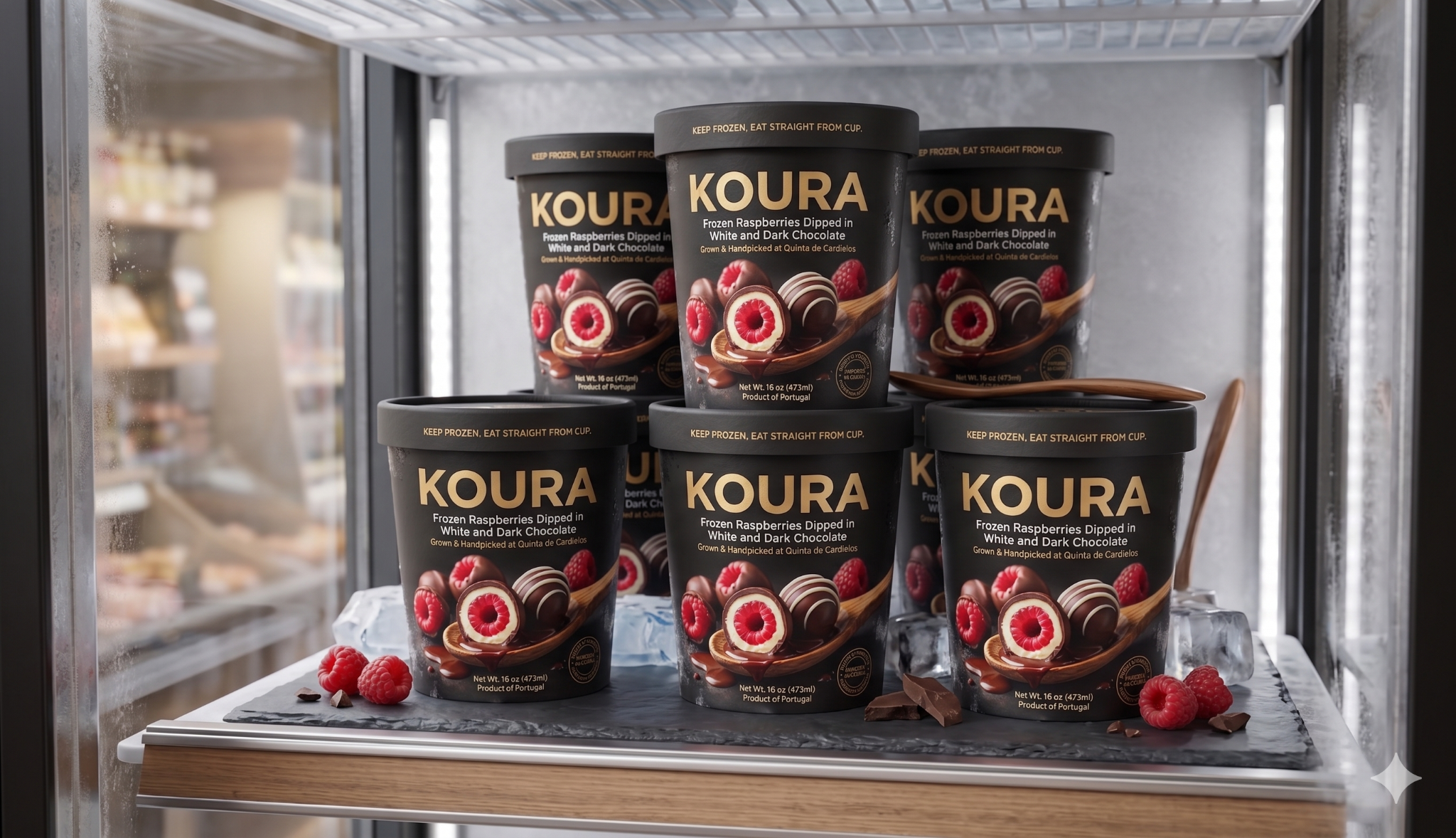 Woman enjoying KOURA in a premium café